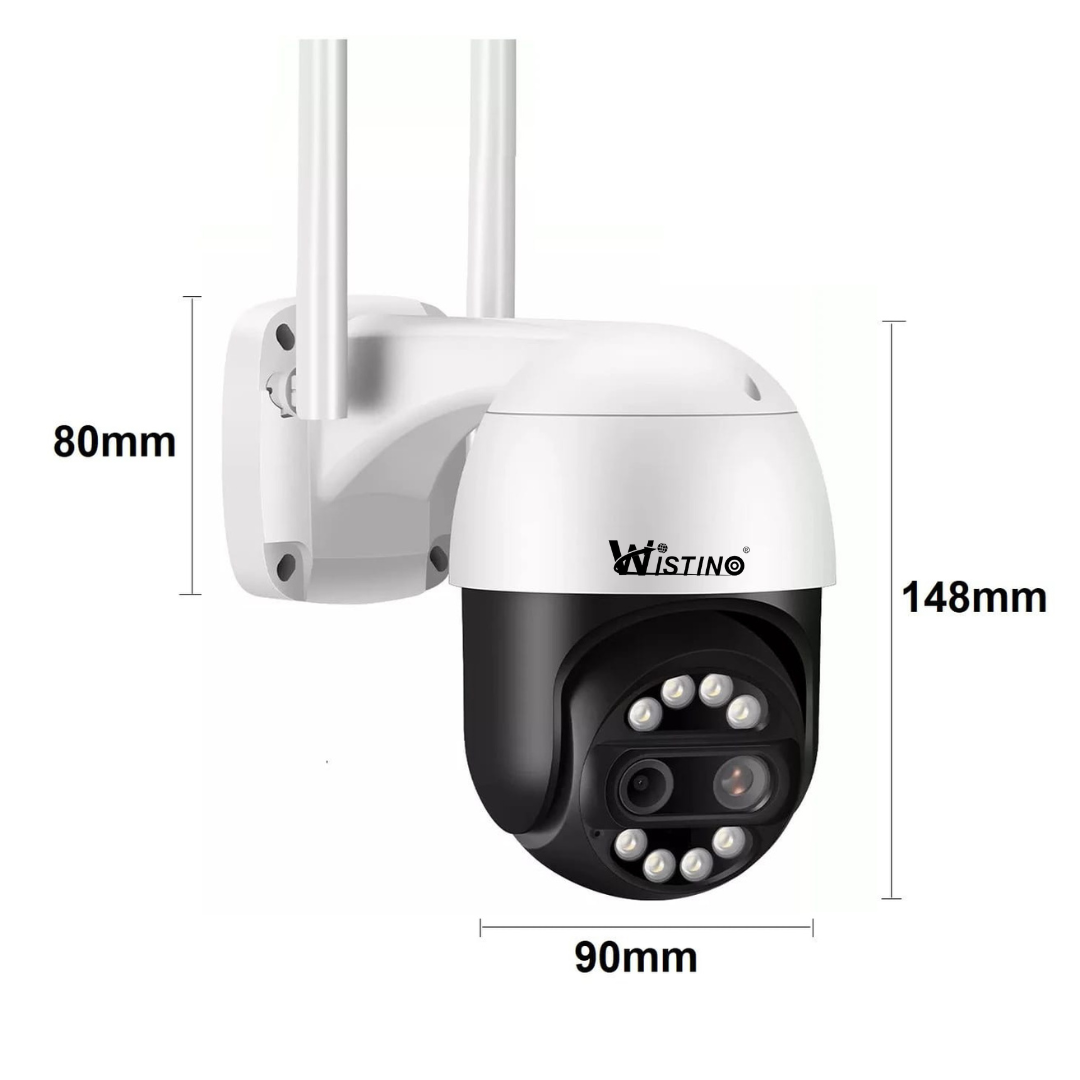 Camera Supraveghere Exterior Rotativa Wireless Wistino 8mp 4k Dubla, Rotire din Aplicatie, Rezistenta la Apa - Taggo.ro